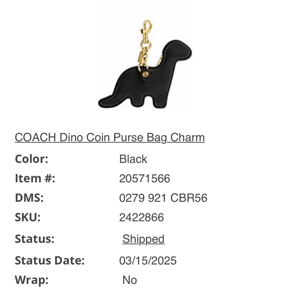 Coach Black Dino Coin Purse Bag Charm